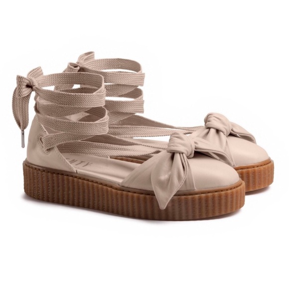 Fenty By Rihanna Puma Bow Lace Up Cream Creepers - Picture 4 of 7